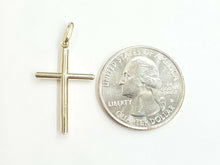 Load image into Gallery viewer, New 10k yellow gold hollow plain cross pendant charm fine jewelry religious 0.9g
