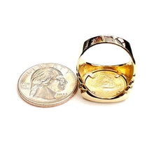 Load image into Gallery viewer, 14K Gold men's coin ring 12.9g 5 dollars 1/10 oz 22k American eagle size 10.25
