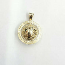 Load image into Gallery viewer, 10k yellow gold round globe planet earth world map pendant 2 sides 3D gift 7.6g
