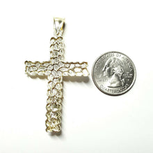 Load image into Gallery viewer, New 10k yellow gold nugget cross jesus pendant fine jewelry religious gift 6.9g
