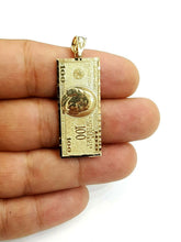 Load image into Gallery viewer, New 14k yellow gold 100 dollar bill money lucky pendant charm fine jewelry 4.5g
