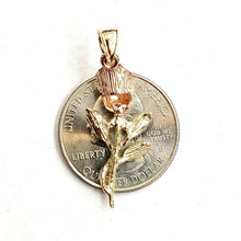Load image into Gallery viewer, 14k 3 color solid Gold rose flower Pendant charm fine women gift jewelry 2g
