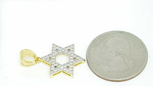 Load image into Gallery viewer, 14k yellow gold star of David Israel pendant cubic zirconia fine jewelry 1.7g
