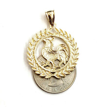 Load image into Gallery viewer, 14k yellow Gold rooster chicken bird Pendant charm diamond cut fine jewelry 3.8g
