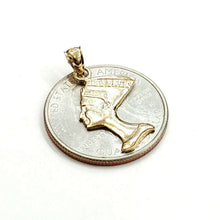 Load image into Gallery viewer, 14k solid yellow Gold Egyptian Nefertiti head queen Pendant fine jewelry 1.3g
