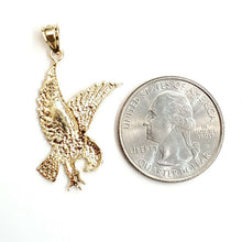Load image into Gallery viewer, 14k yellow Gold eagle Pendant charm gift fine jewelry unisex diamond cut 2.2g
