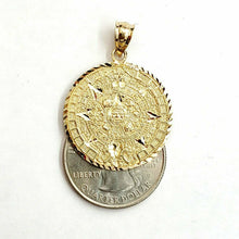 Load image into Gallery viewer, New 14k yellow Gold Aztec Mayan sun calendar Azteca pendant gift jewelry 1" 4.7g
