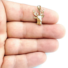 Load image into Gallery viewer, 14k yellow Gold deer buck male head wild Animal Pendant charm gift jewelry 2g
