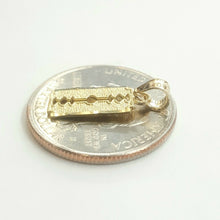 Load image into Gallery viewer, 14k yellow gold tiny razor blade pendant charm Fine Jewelry Gifts unisex 0.8g
