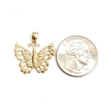 Load image into Gallery viewer, New 14k yellow Gold solid butterfly Pendant charm gift fine jewelry 2.8g
