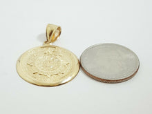 Load image into Gallery viewer, 14k yellow solid Gold Aztec mayan sun calendar azteca pendant jewelry 1.02" 3.6g

