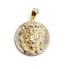 Load image into Gallery viewer, 14k yellow solid Gold lion Leo head face zodiac Pendant charm fine jewelry 4.7g
