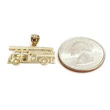 Load image into Gallery viewer, 14k yellow Gold fire truck engine firefighting car Pendant charm fine jewelry 1.8g
