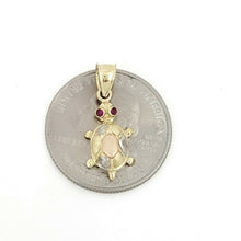 Load image into Gallery viewer, New 14k multi color gold turtle full body pendant charm gift fine jewelry 1.2g
