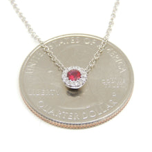 Load image into Gallery viewer, New 14k white Gold 0.18Ct real Diamond &amp; ruby necklace gift 18&quot; adjustable chain
