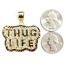 Load image into Gallery viewer, New 10k yellow Gold Thug Life word Pendant charm diamond cut fine jewelry 8.3g
