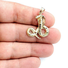Load image into Gallery viewer, 14k yellow gold cobra snake reptile Pendant charm diamond cut fine jewelry 4.5g
