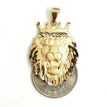 Load image into Gallery viewer, New 14k yellow Gold lion head face with crown Leo zodiac fine Pendant charm 6.9g
