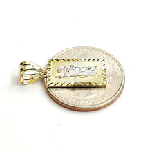 Load image into Gallery viewer, 10k two tone gold rectangular saint Jude juda pendant charm religious gift 1.3g
