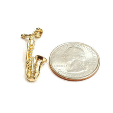 Load image into Gallery viewer, 14k yellow Gold 3D solid Saxophone Pendant charm gift instrument jewelry 3.6g
