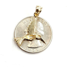 Load image into Gallery viewer, New 14k yellow Gold solid 3D Hummingbird Pendant charm gift fine jewelry 2g
