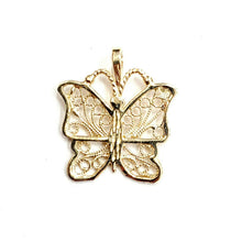 Load image into Gallery viewer, New 14k yellow Gold butterfly Pendant charm filigree gift fine jewelry 1.1g
