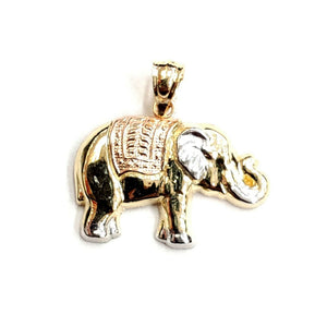 14k multi tone Gold elephant Pendant charm unisex good luck fine jewelry 2.2g