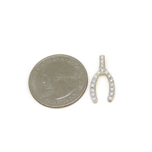 Load image into Gallery viewer, New 14k yellow Gold 0.15ct Diamonds wishbone pendant fine gift jewelry for her
