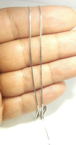 New 14K white Gold 0.80mm Square Box Chain Necklace fine gift jewelry 1.9g 18"