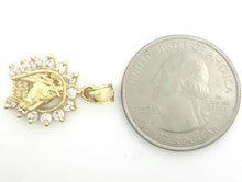 Load image into Gallery viewer, 14k yellow Gold horseshoe Pendant zirconia lucky fine gift jewelry unisex 2.4g
