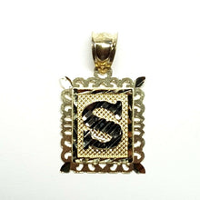 Load image into Gallery viewer, 10k two tone gold initial S pendant alphabet charm diamond cut fine jewelry 1.9g
