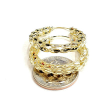 Load image into Gallery viewer, New 10K yellow Gold 1.29" 4mm Turkish hoop Earrings Round fine jewelry 4.9g
