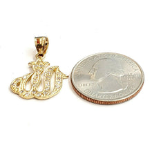 Load image into Gallery viewer, 10K Yellow Gold Allah Islamic God zirconia Pendant Charm religious jewelry 2.2g
