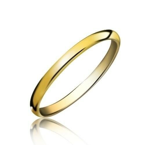 Men's Women's Solid 14K Yellow Gold Plain Wedding Ring Band jewelry 2MM Size 9