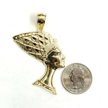 Load image into Gallery viewer, 10k yellow solid Gold Egyptian queen Nefertiti head Pendant fine jewelry 6.4g
