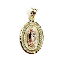 Load image into Gallery viewer, 10k gold oval virgin Mary Guadalupe pendant charm fine religious jewelry 1.7g
