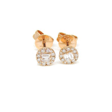 Load image into Gallery viewer, New 14k rose Gold 0.20Ct Diamond stud Earrings gift for her Push Back Fastening
