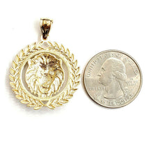 Load image into Gallery viewer, 14k yellow Gold round lion Leo head face Pendant charm gift fine jewelry 4.3g
