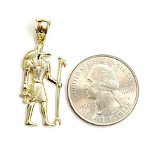 Load image into Gallery viewer, 10k yellow Gold Egypt jackal god Anubis holding Ankh Pendant fine jewelry 1.6g

