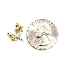 Load image into Gallery viewer, 14k yellow Gold Tiny Solid 3D Hummingbird Pendant charm fine gift jewelry 1g
