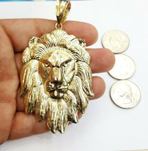 Load image into Gallery viewer, 10k yellow solid Gold big lion head face Pendant charm men's gift jewelry 18.2g
