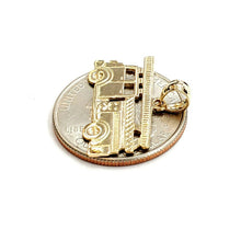 Load image into Gallery viewer, 14k yellow Gold fire truck engine firefighting car Pendant charm fine jewelry 1.8g
