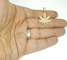 Load image into Gallery viewer, New 14k yellow gold marijuana leaf weed pendant charm fine gift jewelry 2.6g
