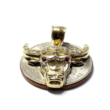 Load image into Gallery viewer, 10k yellow Gold Taurus bull zodiac Pendant charm zirconia fine gift jewelry 3g
