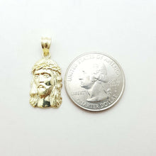 Load image into Gallery viewer, 10k yellow gold jesus face head pendant charm fine religious jewelry unisex 1.6g
