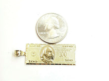 Load image into Gallery viewer, New 14k yellow gold 100 dollar bill money lucky pendant charm fine jewelry 4.5g
