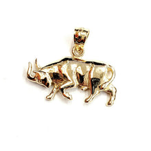 Load image into Gallery viewer, 14k yellow solid Gold taurus bull zodiac Pendant charm fine gift jewelry 3.1g
