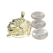 Load image into Gallery viewer, New 10k solid yellow Gold Chief face head Pendant diamond cut fine jewelry 13.5g
