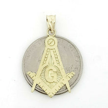 Load image into Gallery viewer, 10k yellow Gold Freemason Masonic Pendant charm fine gift religious jewelry 1.8g
