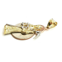Load image into Gallery viewer, 10k tri color gold Santa muerte holy death Pendant fine gift jewelry unisex 4.7g
